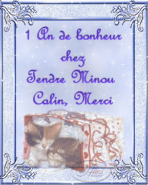 Merci Alice, grâce à toi, on peut marquer cet événement sur le site. Tendre Minou Câlin a eu un an le 11 mai 2005 :)